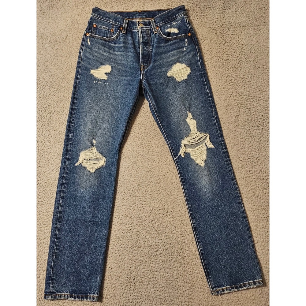 Levi's 501 Original Fit Distressed Straight Leg Jeans Blue 27 x 30 12501-0421